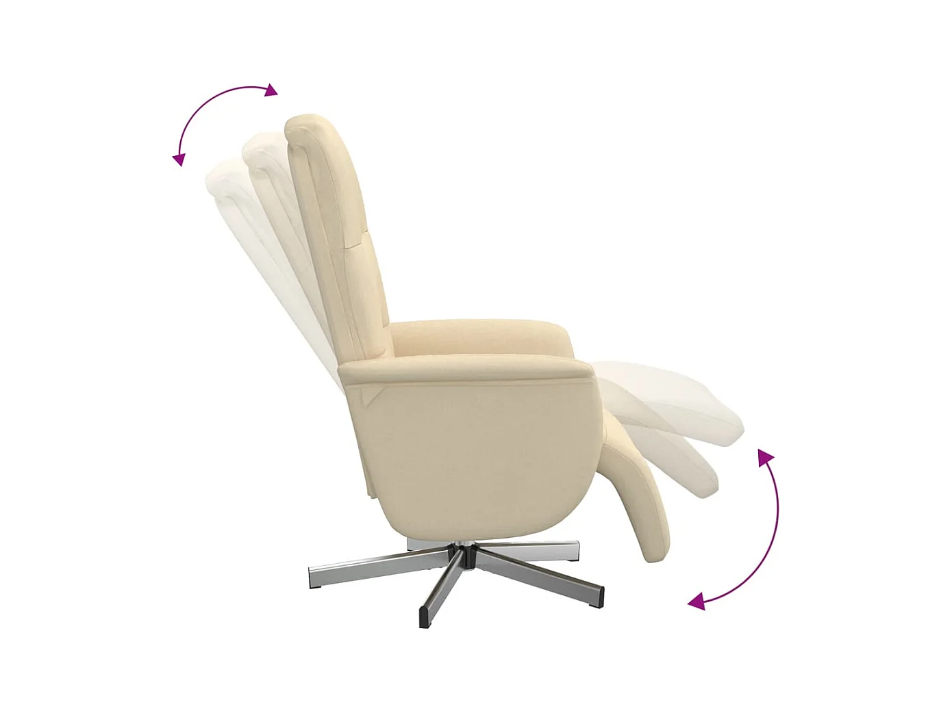 Fauteuil verstelbaar met voetensteun stof crèmekleurig