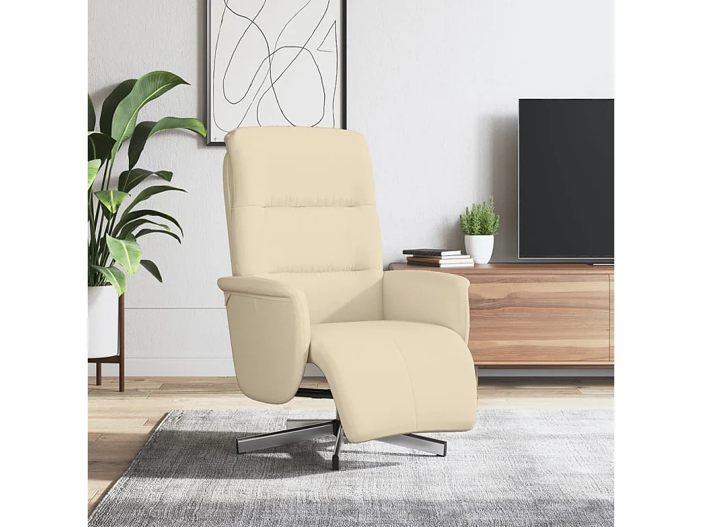 Relaxsessel mit Fußhocker Creme Stoff