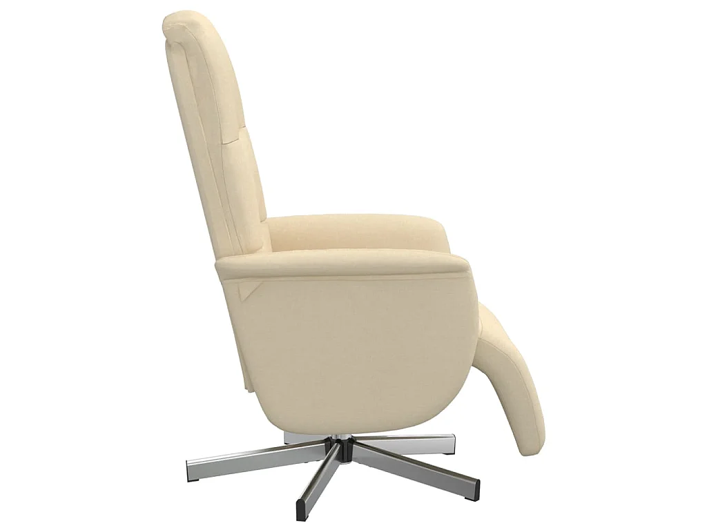 Fauteuil verstelbaar met voetensteun stof crèmekleurig