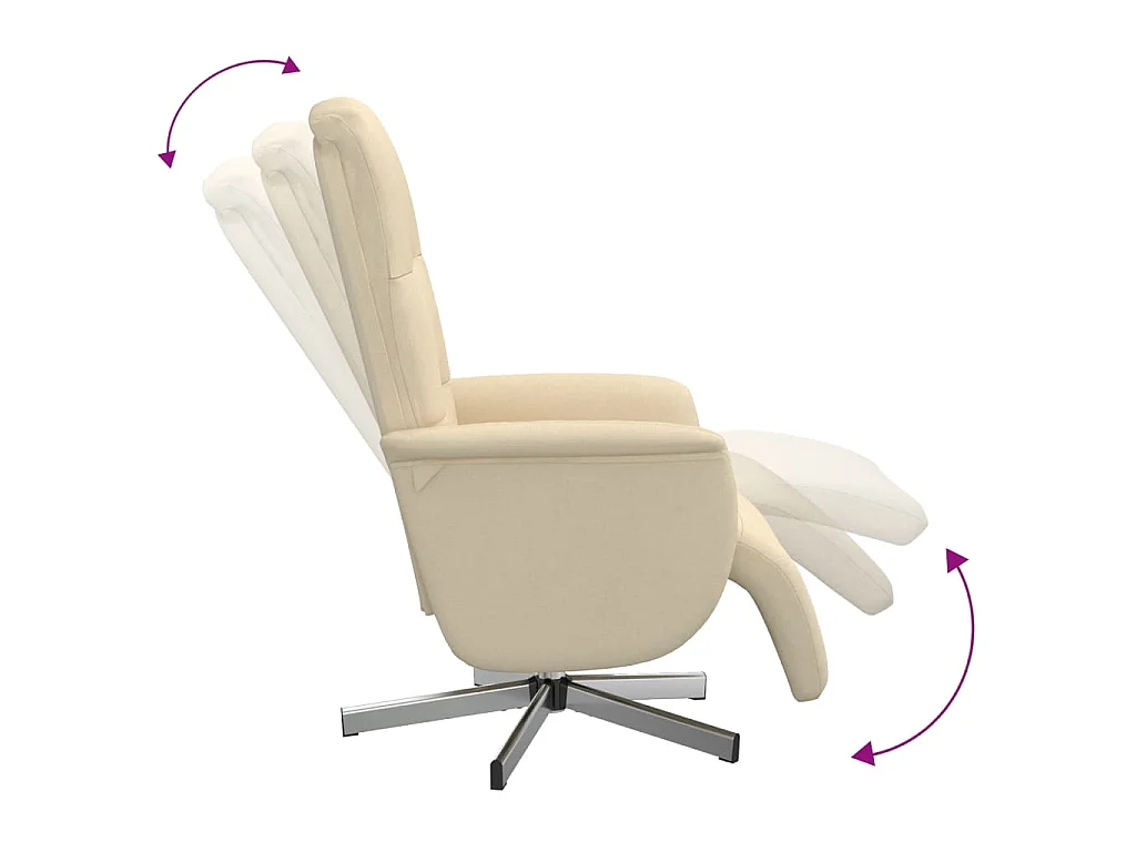Fauteuil verstelbaar met voetensteun stof crèmekleurig
