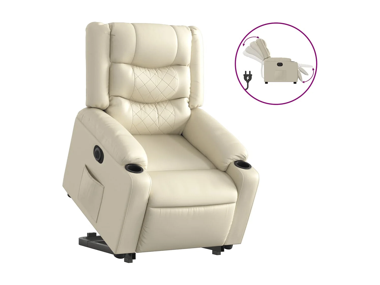 Fauteuil inclinable électrique crème similicuir