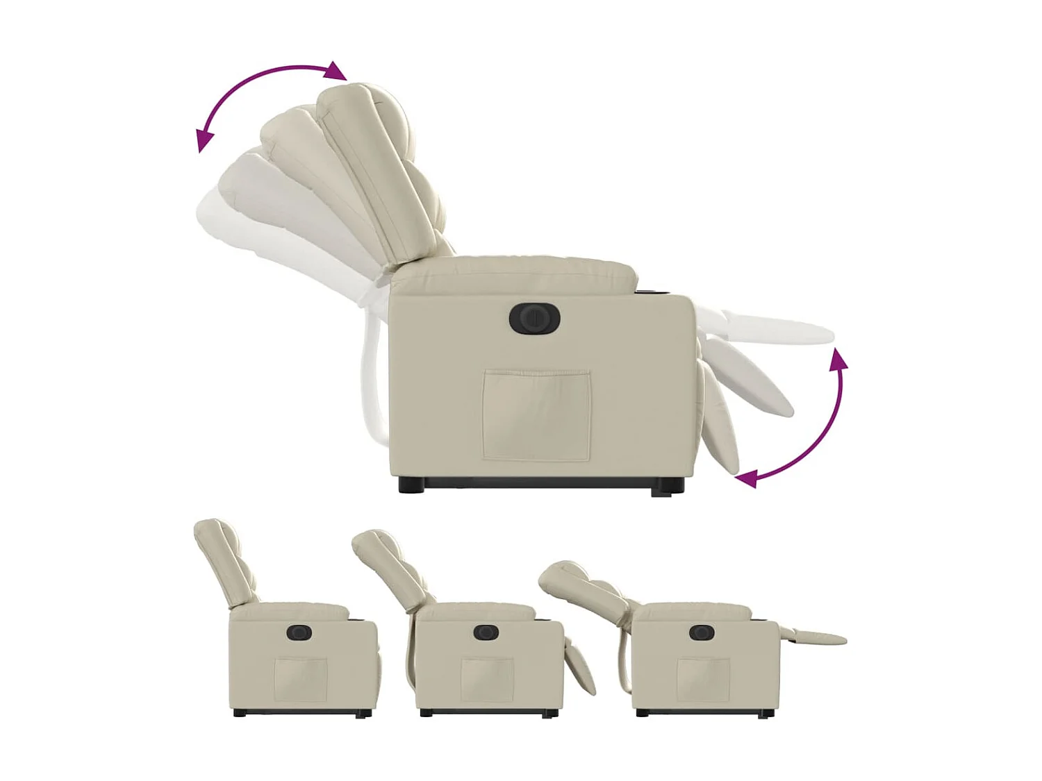 Fauteuil inclinable électrique crème similicuir