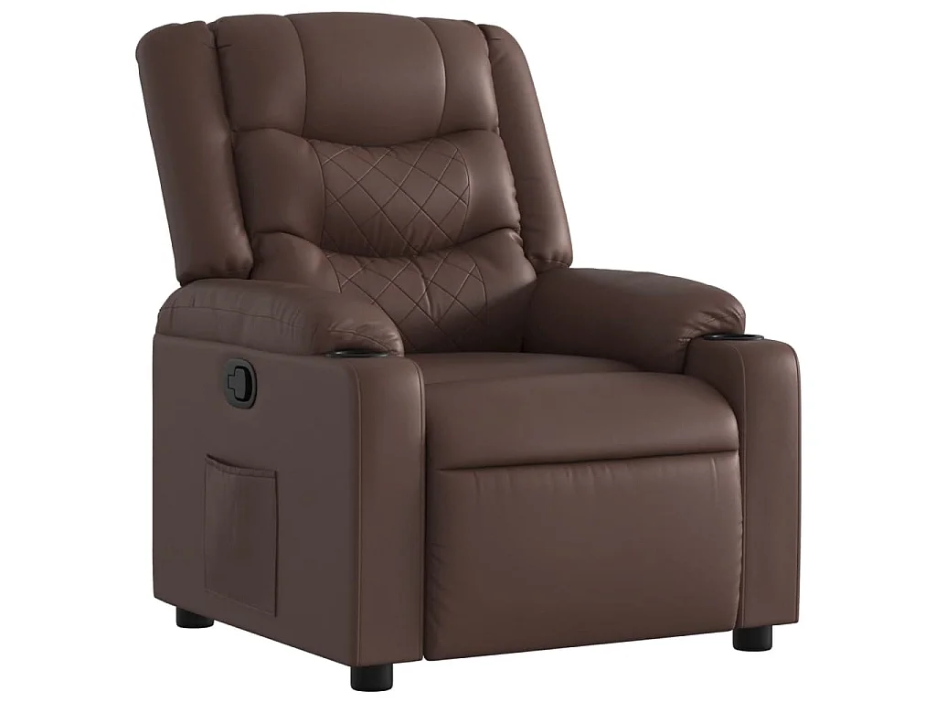 Sillón reclinable de cuero sintético marrón