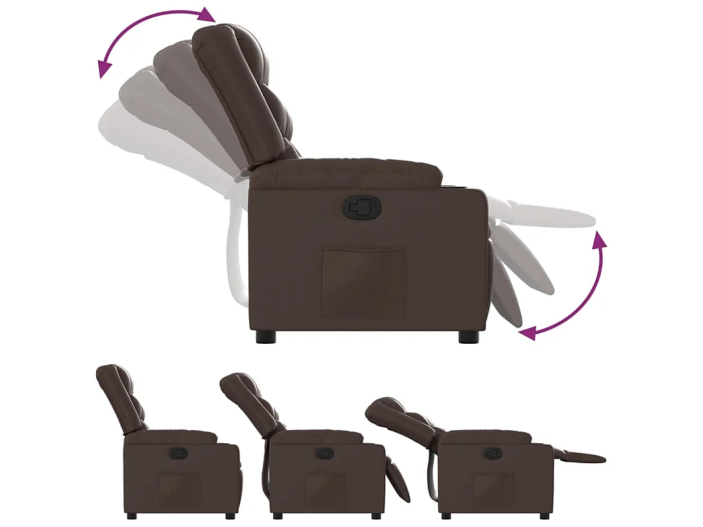 Sillón reclinable de cuero sintético marrón