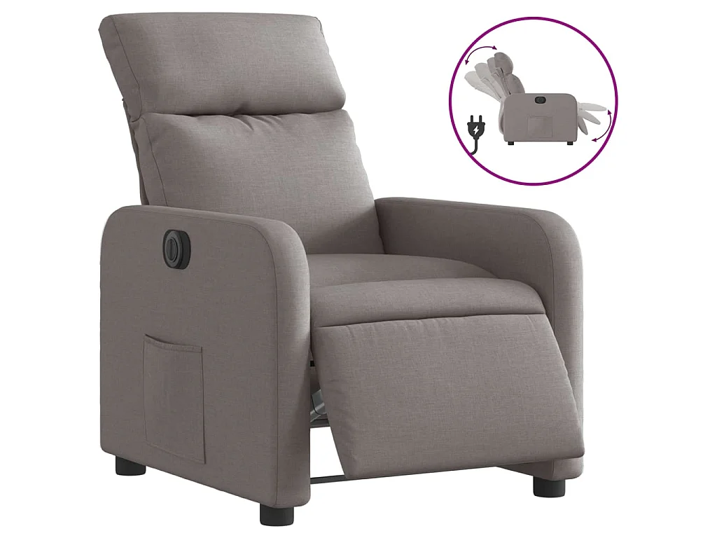Fauteuil verstelbaar elektrisch stof taupe
