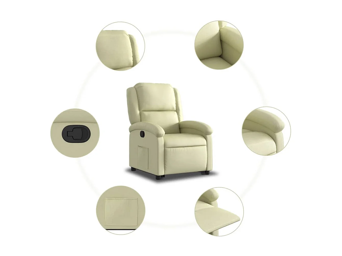 Fauteuil inclinable crème cuir véritable
