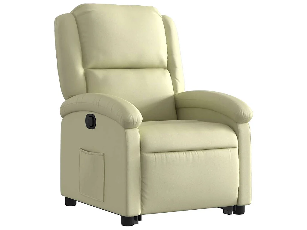 Sillón reclinable elevable cuero auténtico color crema