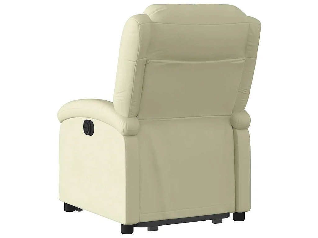 Sillón reclinable elevable cuero auténtico color crema