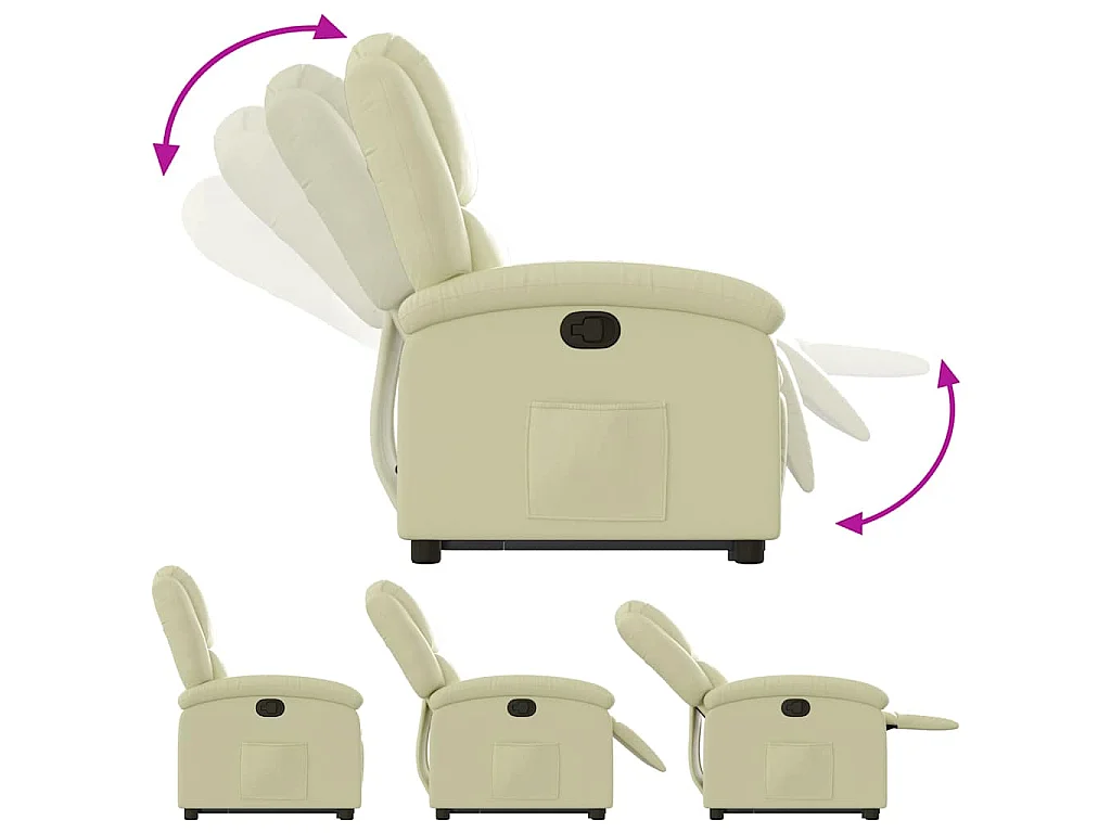 Sillón reclinable elevable cuero auténtico color crema