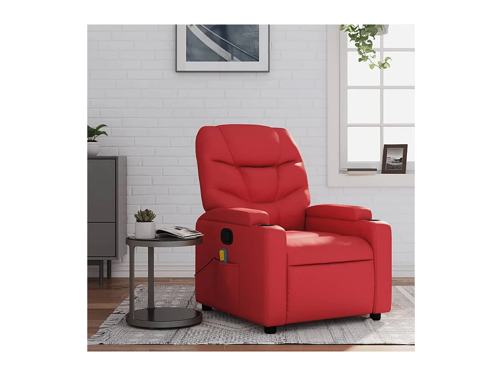 Fauteuil de massage inclinable rouge similicuir