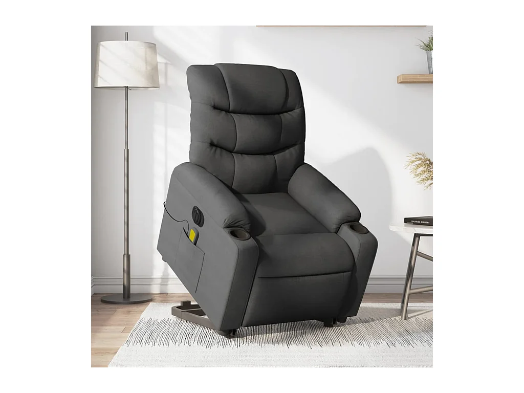 Fauteuil inclinable de massage électrique Gris foncé Tissu