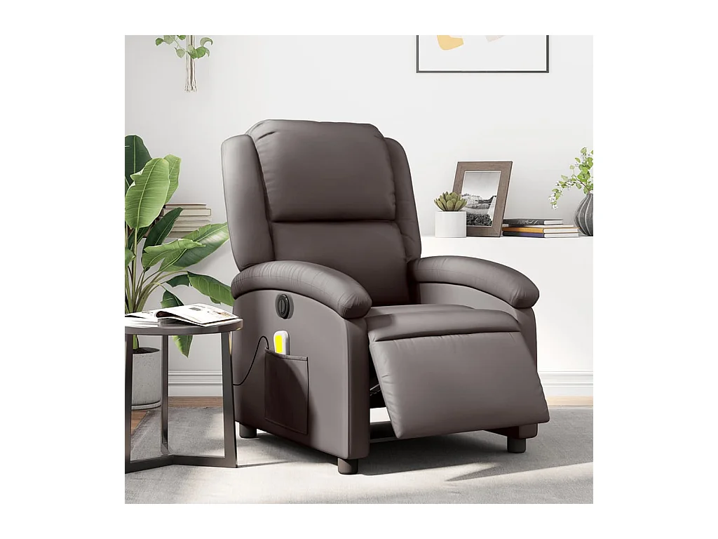 Fauteuil de massage inclinable électrique marron foncé