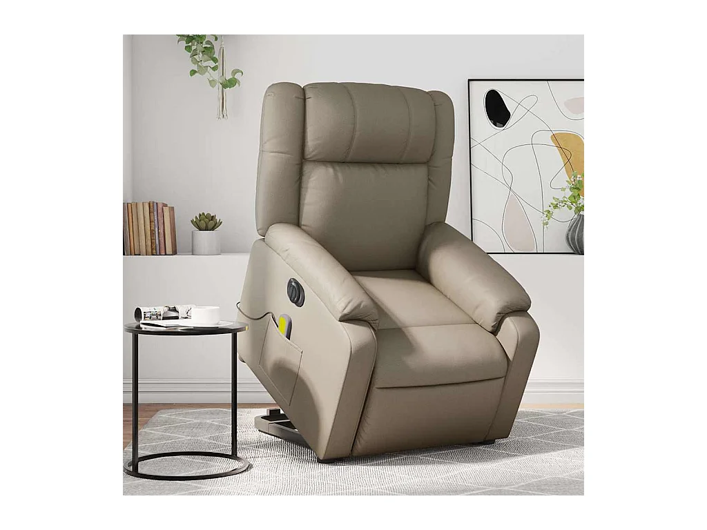 Massagesessel mit Aufstehhilfe Elektrisch Cappuccino Kunstleder