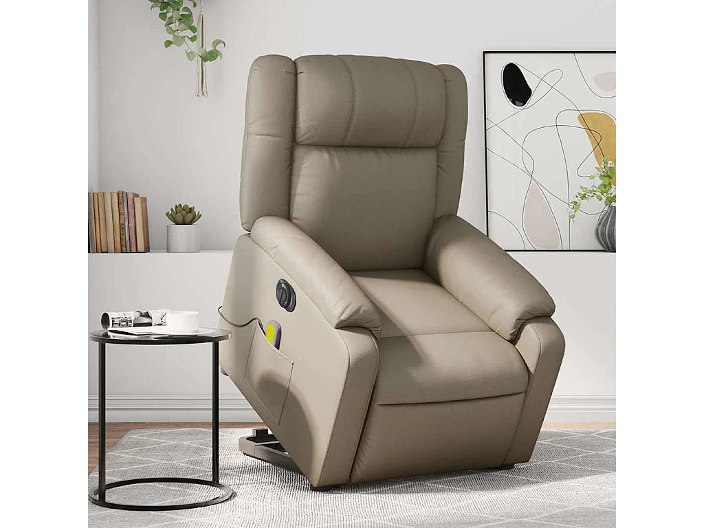 Poltrona Alzapersona Massaggio Elettrica Cappuccino Similpelle