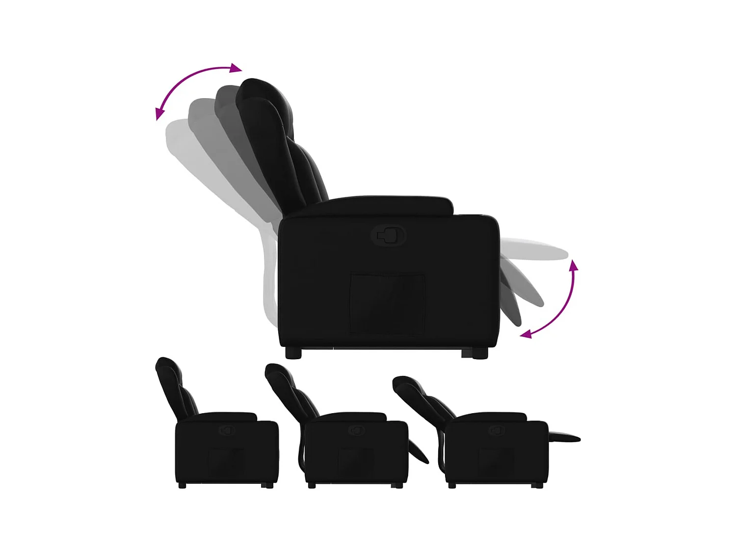 Sillón reclinable elevable cuero artificial negro