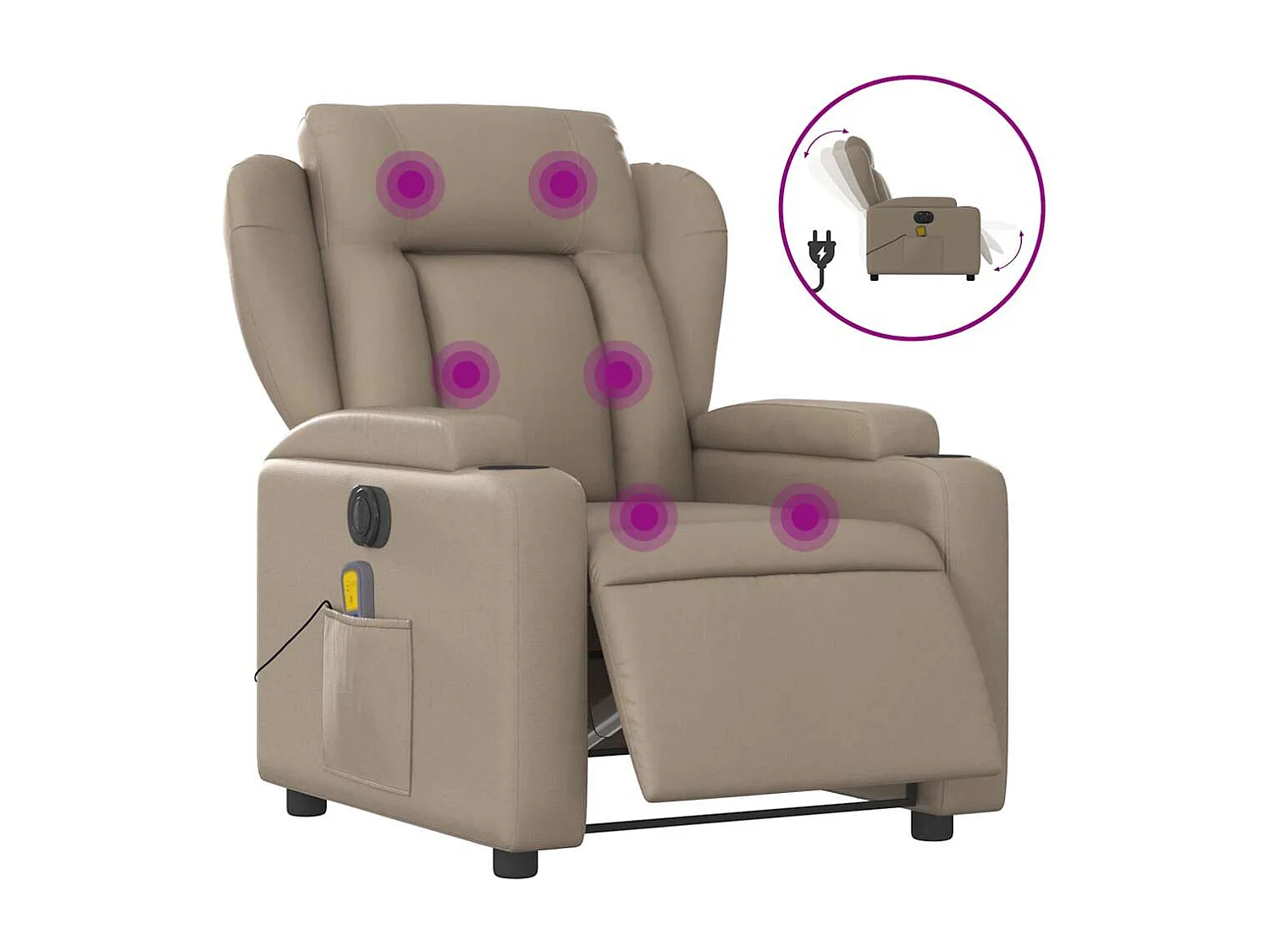 Fauteuil de massage inclinable électrique cappuccino similicuir