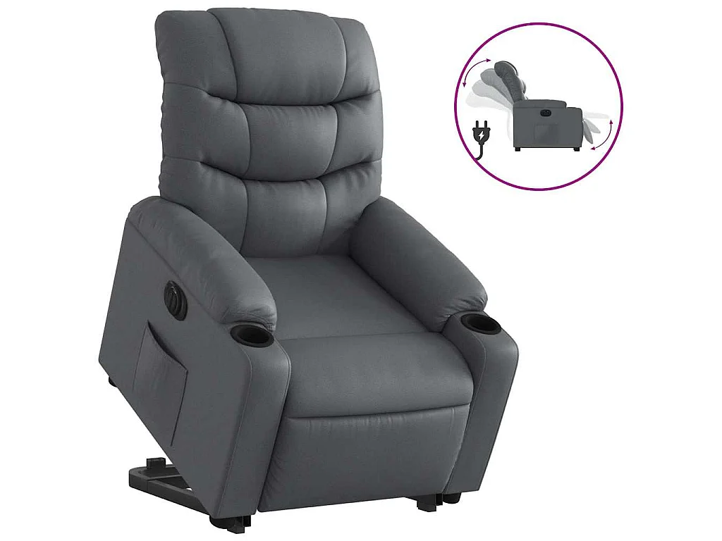 Sta-op-stoel elektrisch kunstleer grijs