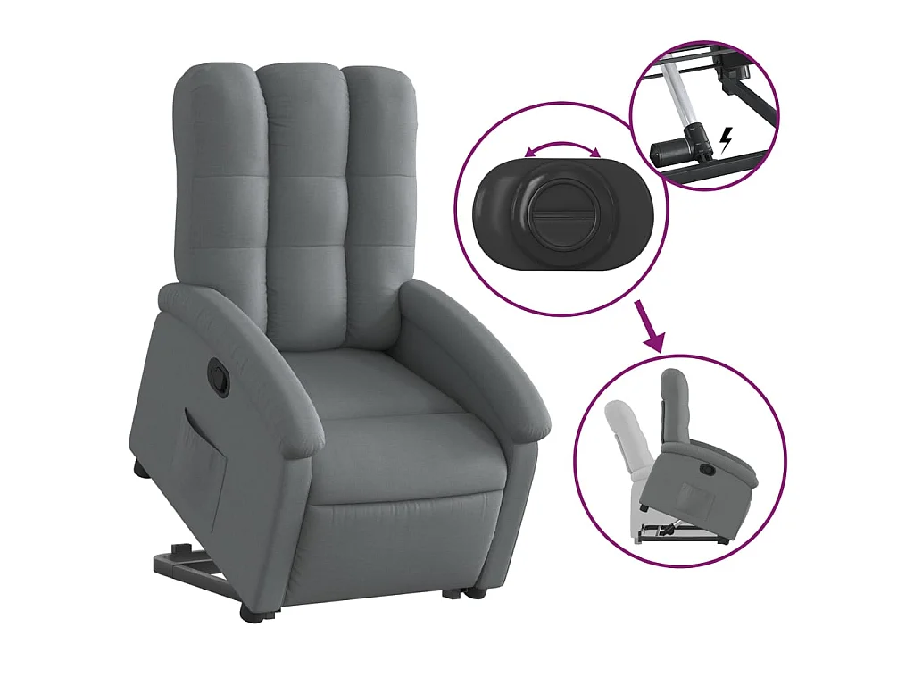 Relaxsessel mit Aufstehhilfe Dunkelgrau Stoff