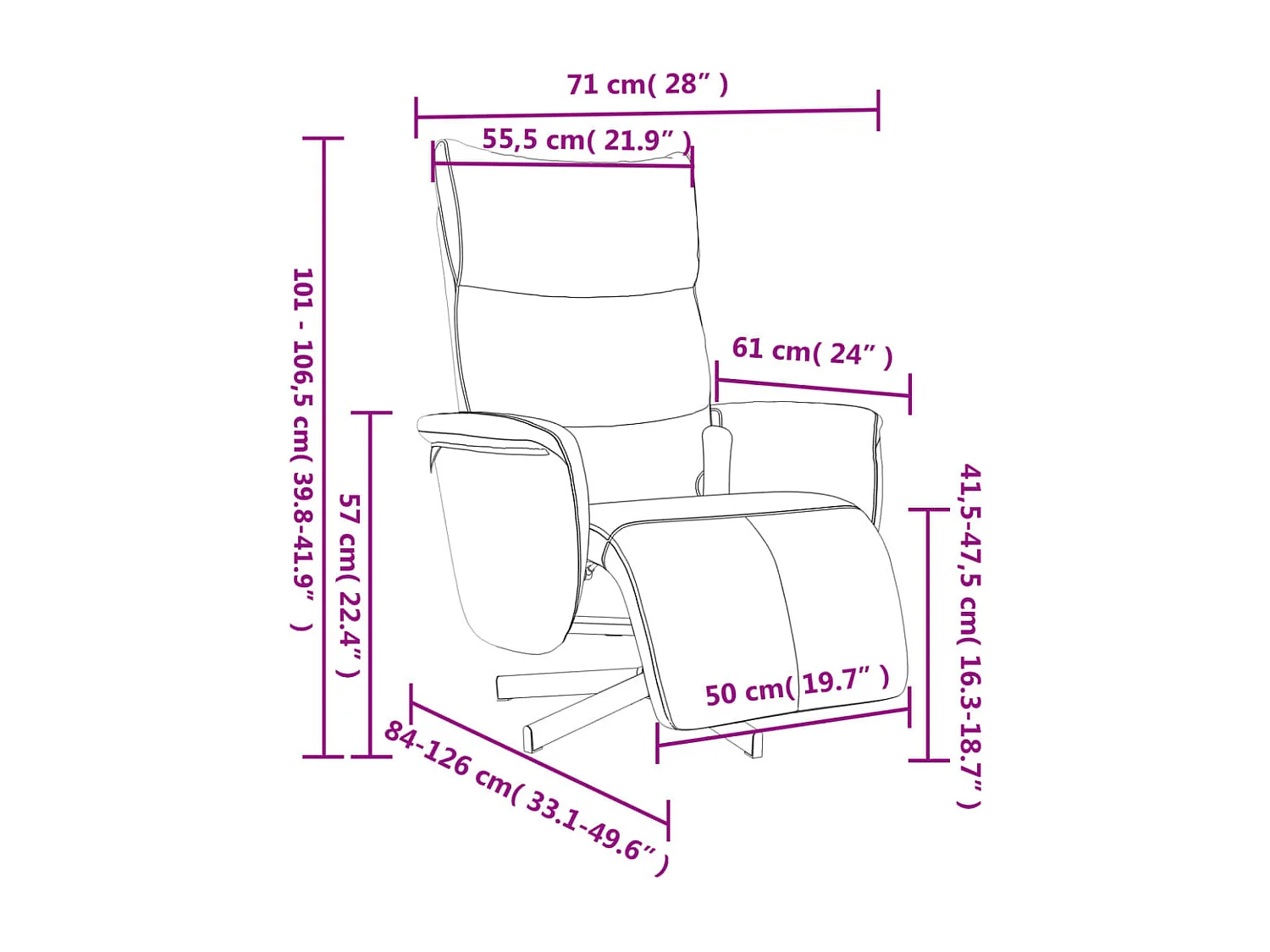 Poltrona Reclinabile Massaggio con Poggiapiedi Crema Similpelle