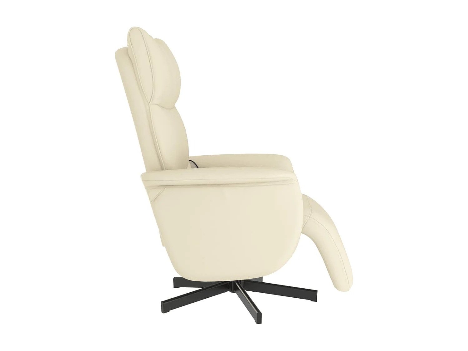 Poltrona Reclinabile Massaggio con Poggiapiedi Crema Similpelle