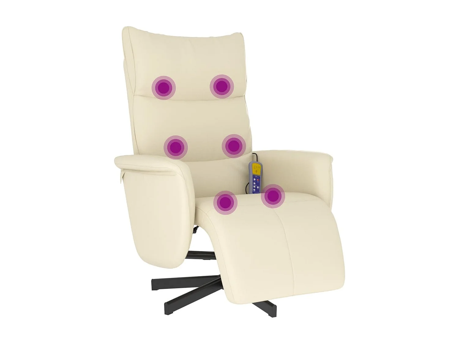 Massagesessel mit Fußteil Creme Kunstleder