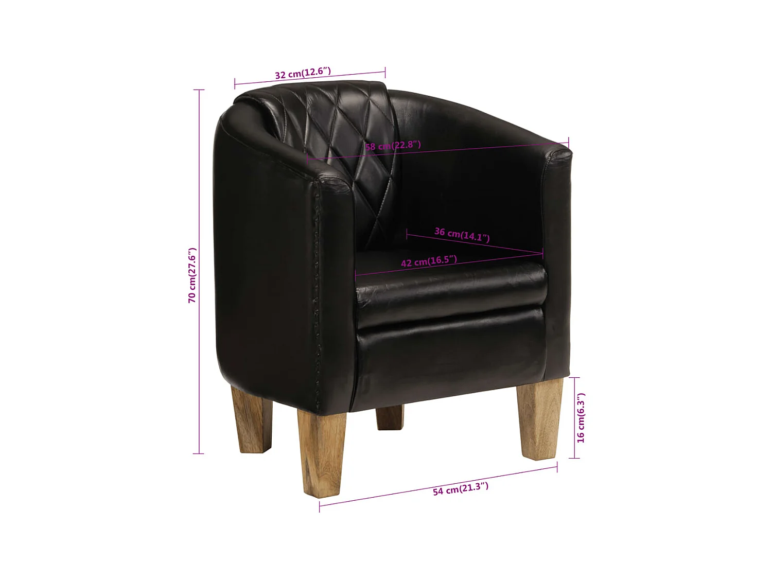 Chaise cabriolet noir cuir véritable