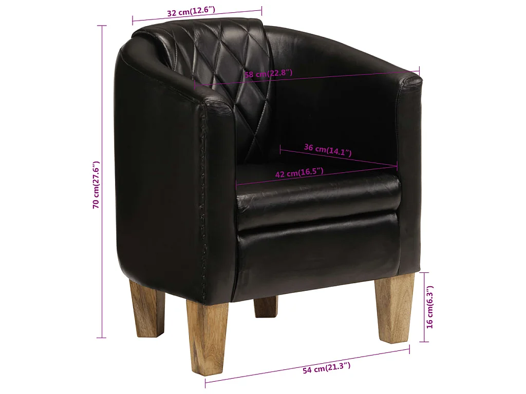 Chaise cabriolet noir cuir véritable