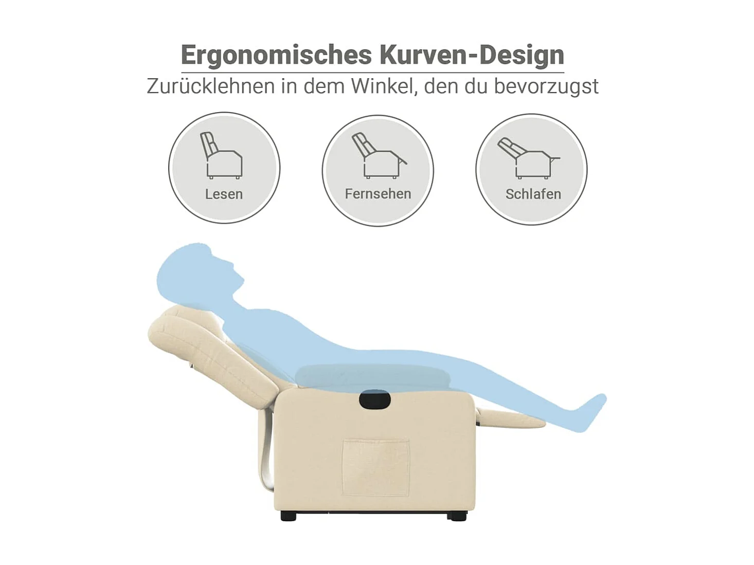 Relaxsessel mit Aufstehhilfe Creme Stoff