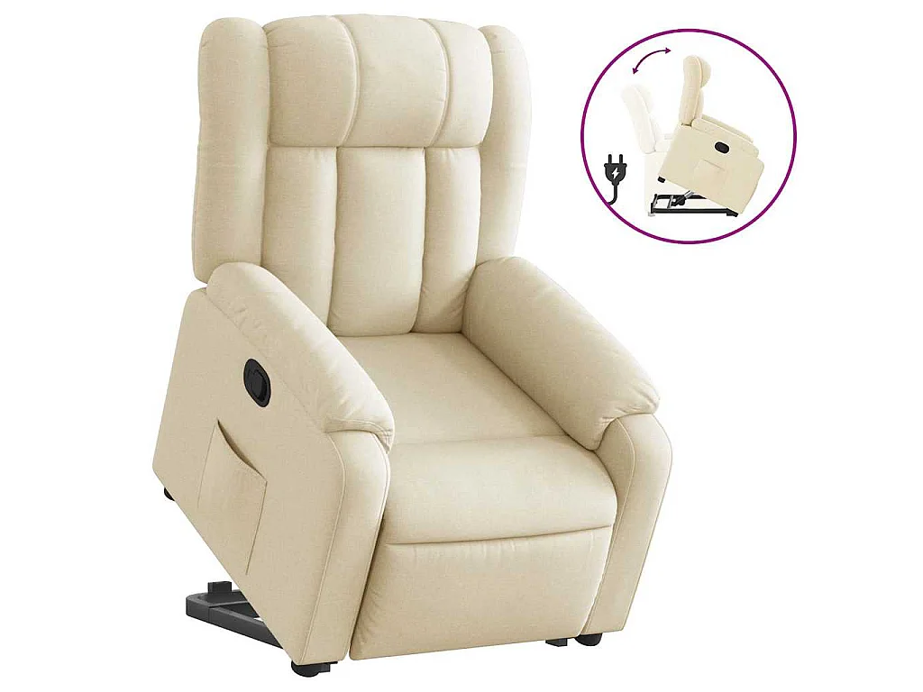Poltrona Alzapersona Reclinabile Crema in Tessuto