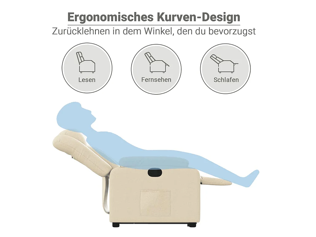 Poltrona Alzapersona Reclinabile Crema in Tessuto