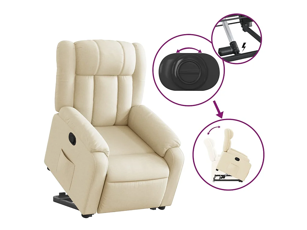 Poltrona Alzapersona Reclinabile Crema in Tessuto