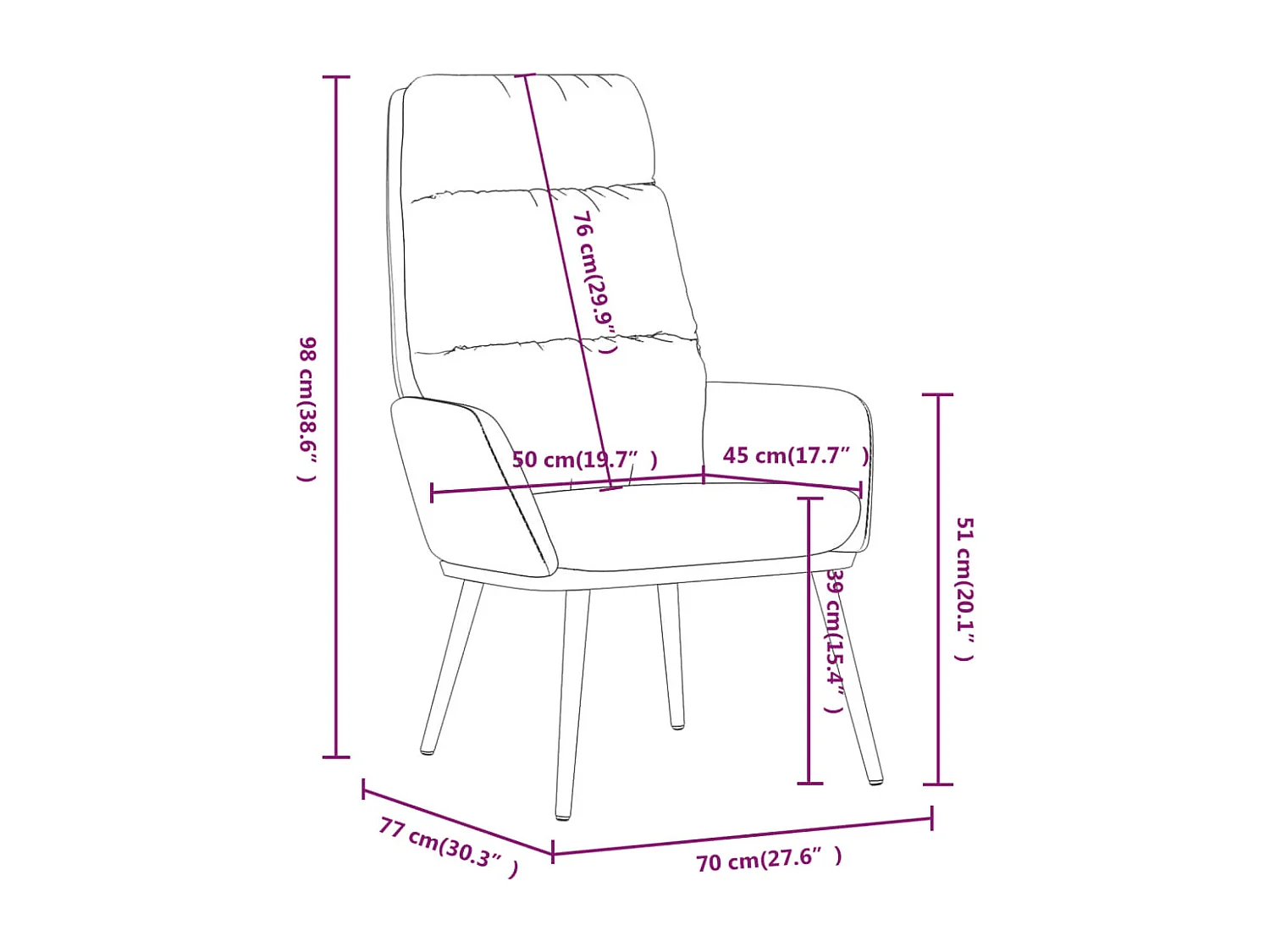 Sillón de relax con taburete de tela y cuero sintético negro