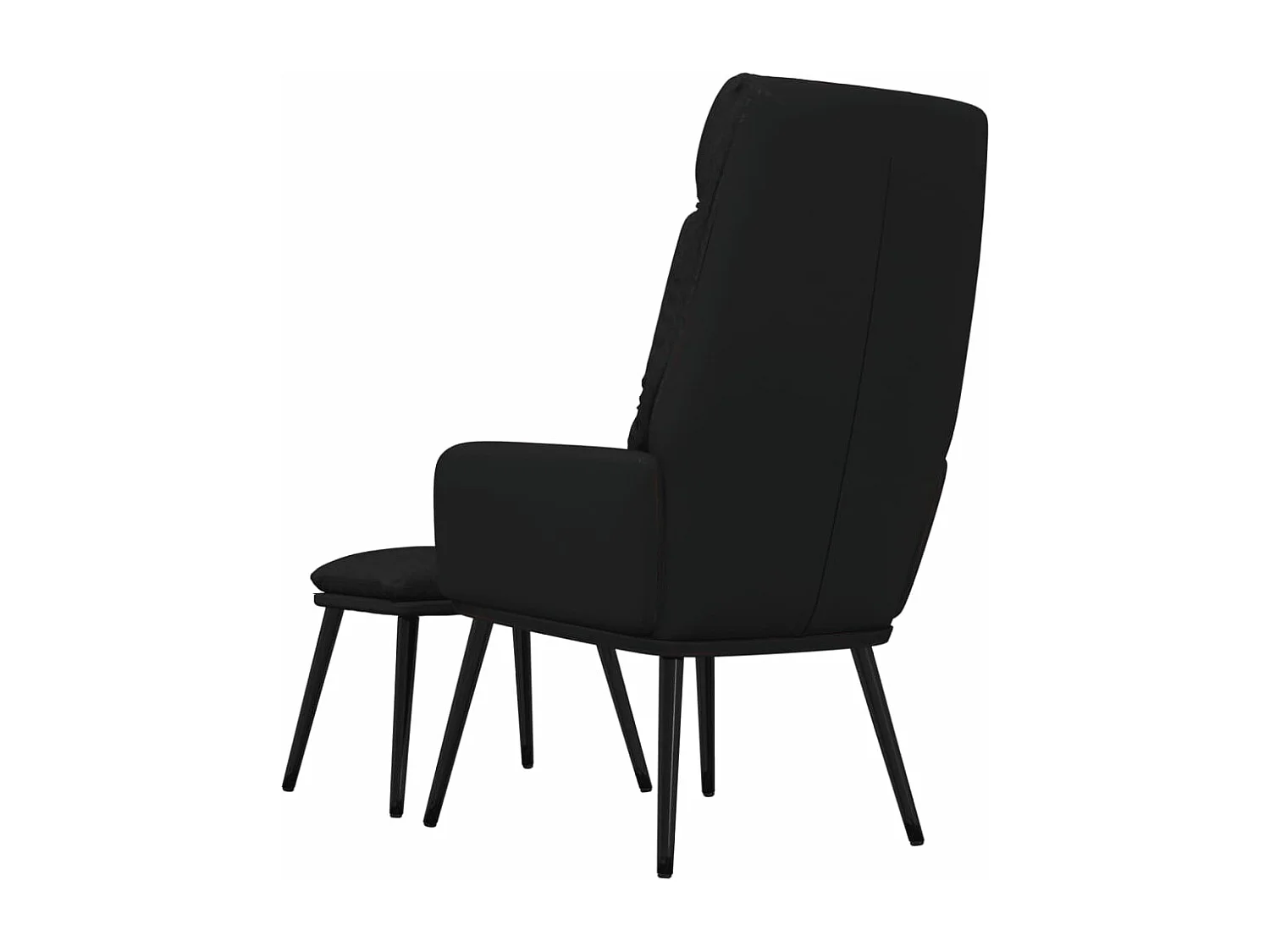 Sillón de relax con taburete de tela y cuero sintético negro