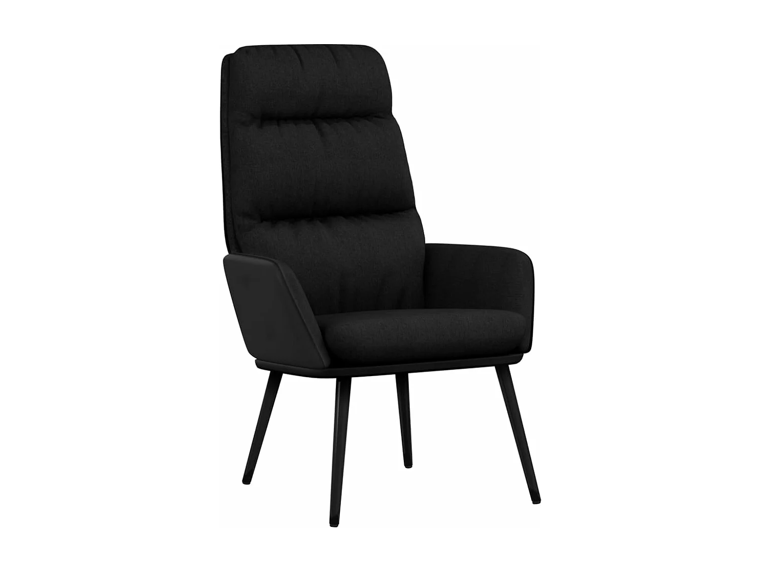 Sillón de relax con taburete de tela y cuero sintético negro