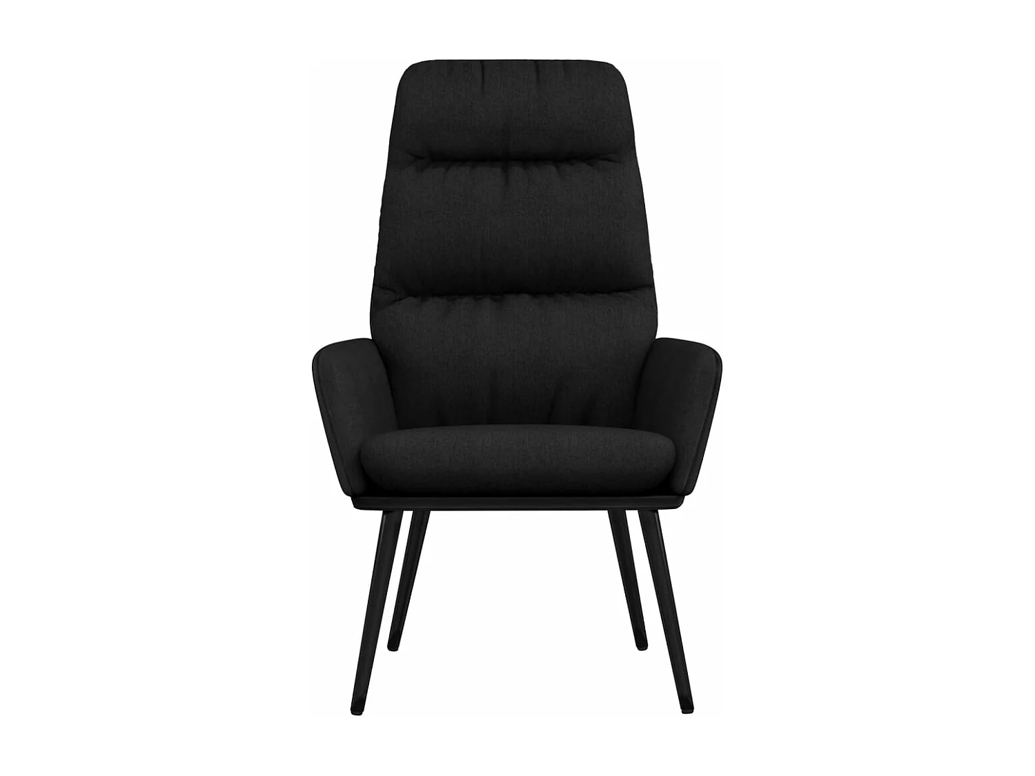 Sillón de relax con taburete de tela y cuero sintético negro