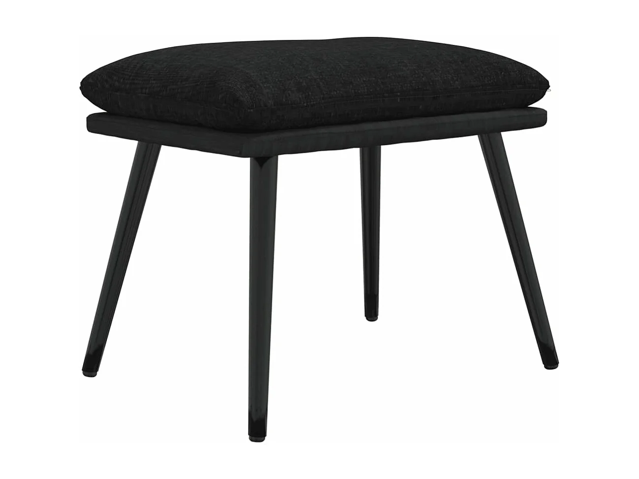 Sillón de relax con taburete de tela y cuero sintético negro