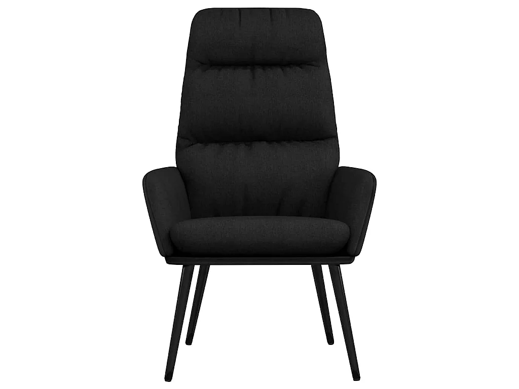 Sillón de relax con taburete de tela y cuero sintético negro