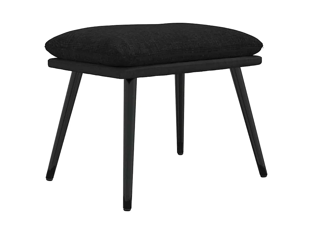 Sillón de relax con taburete de tela y cuero sintético negro