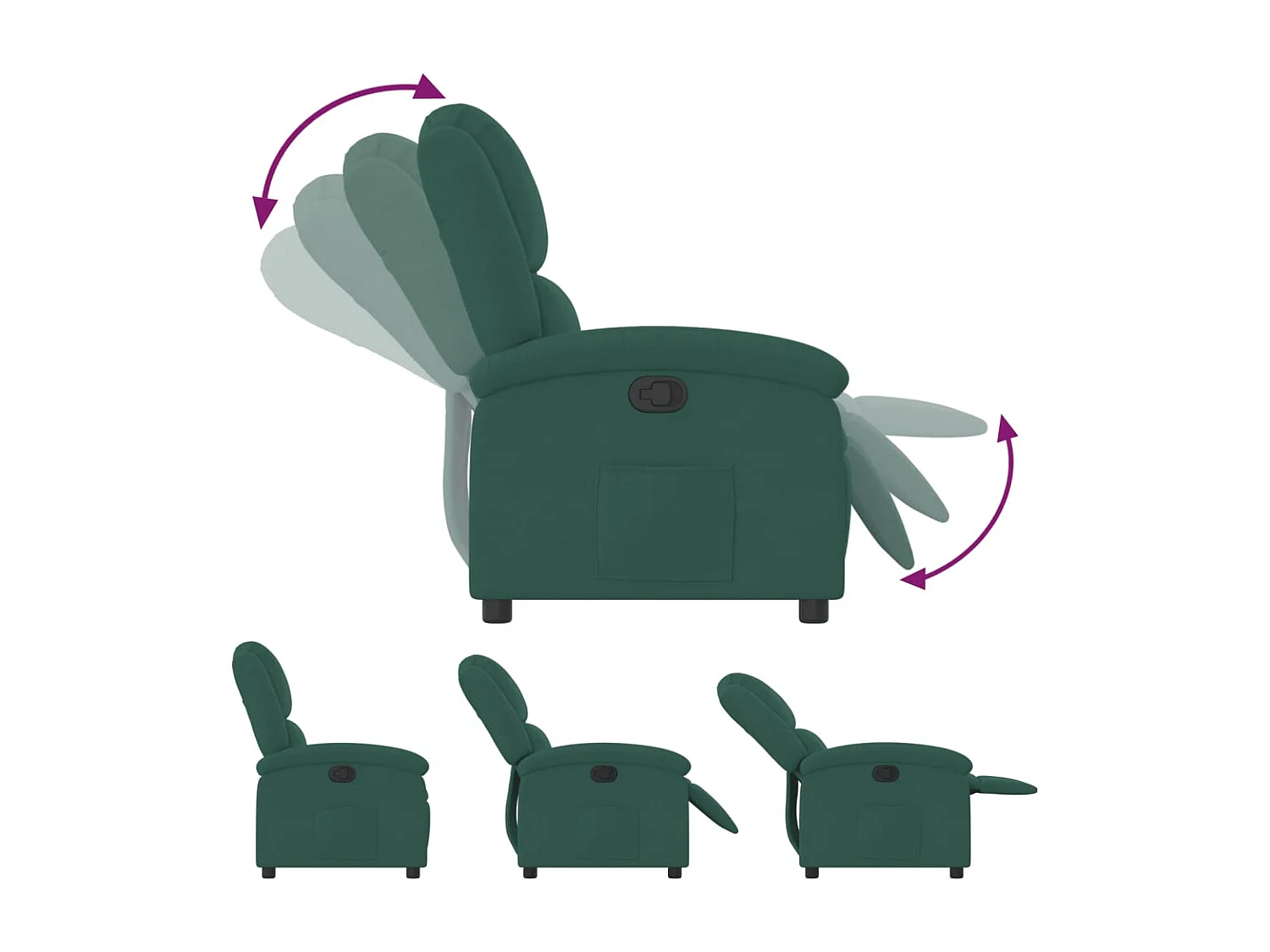 Fauteuil inclinable vert foncé velours