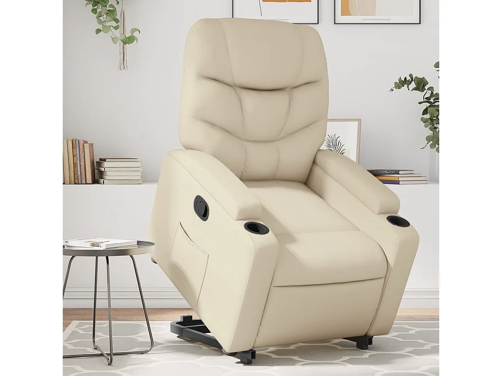 Relaxsessel mit Aufstehhilfe Creme Kunstleder