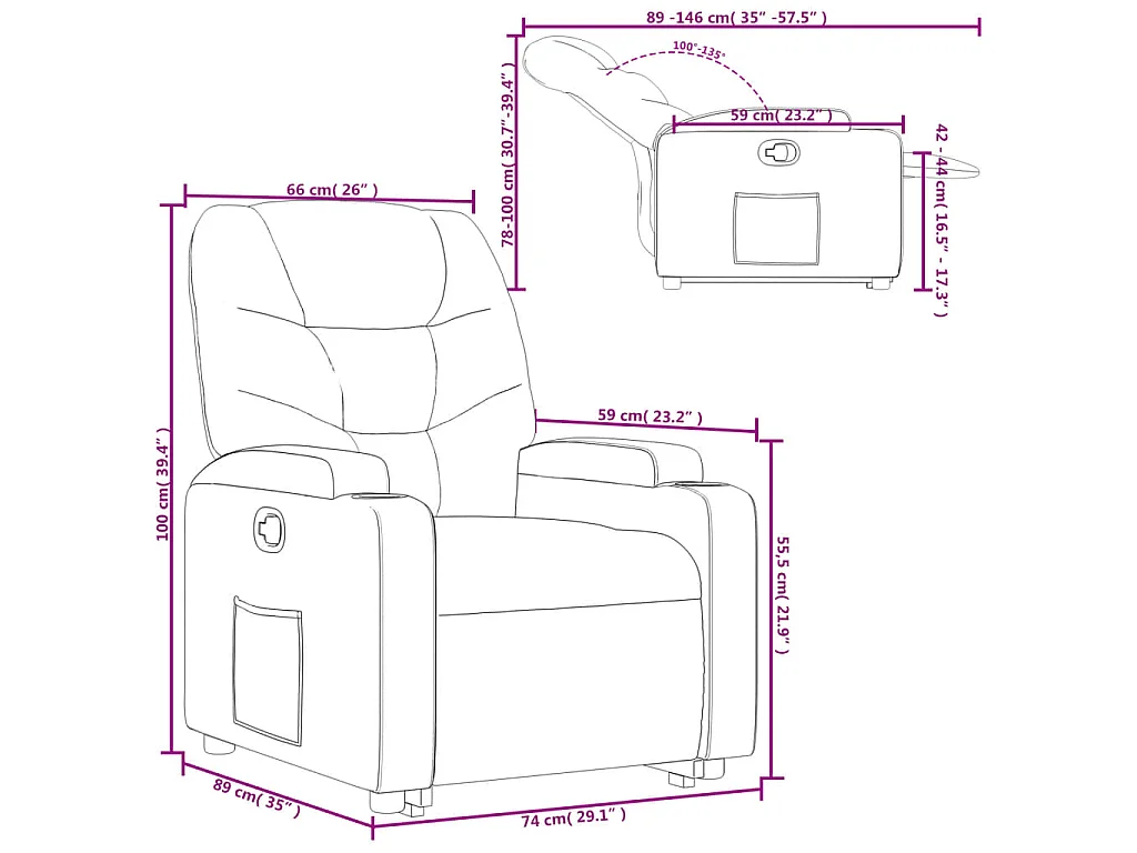 Fauteuil inclinable Crème Similicuir