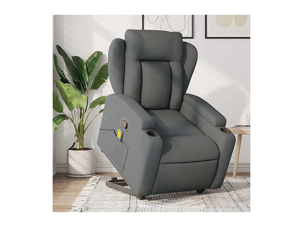 Poltrona Alzapersona Massaggi Reclinabile Grigio Scuro Tessuto