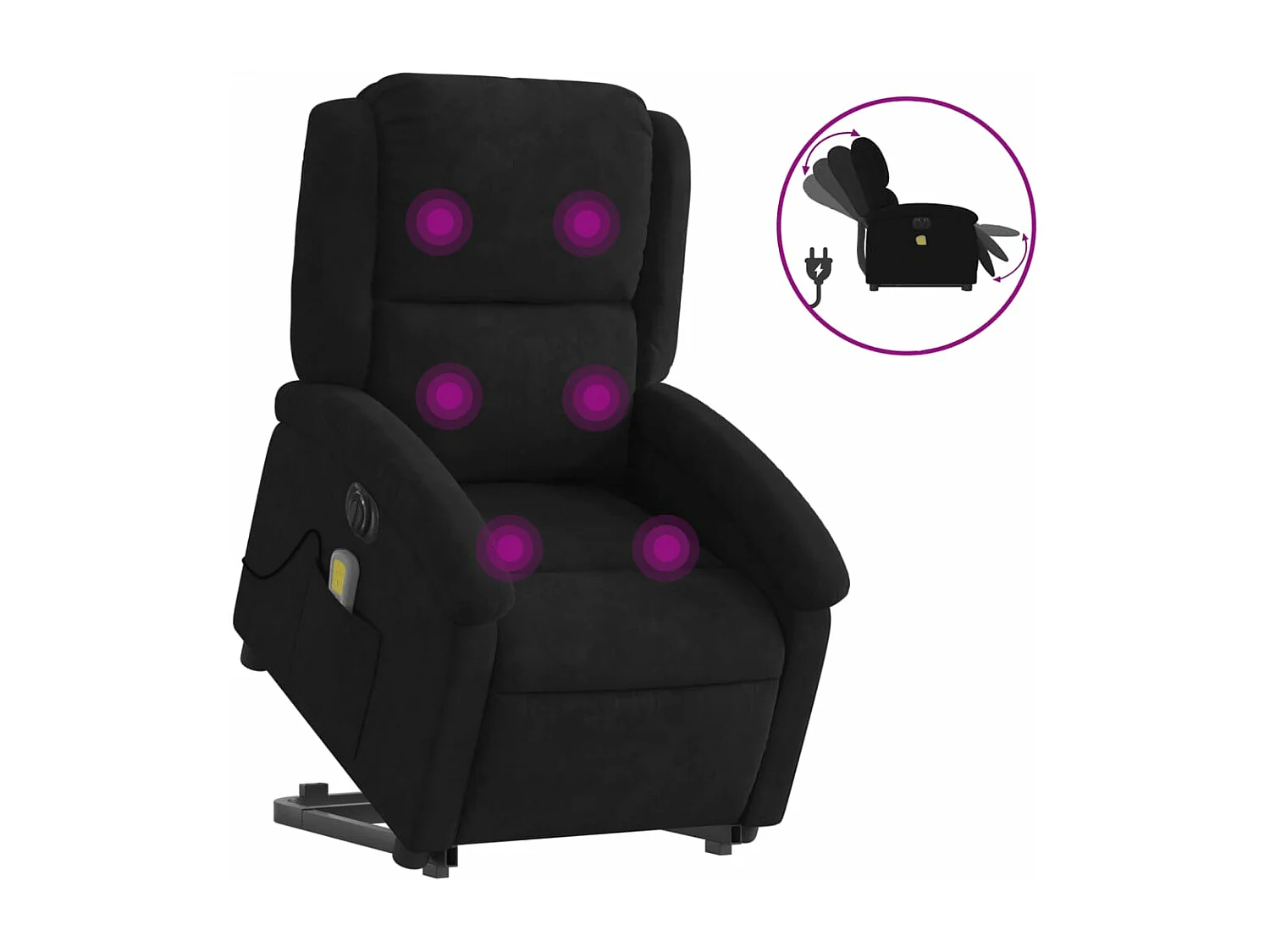 Sillón de masaje reclinable elevable terciopelo negro