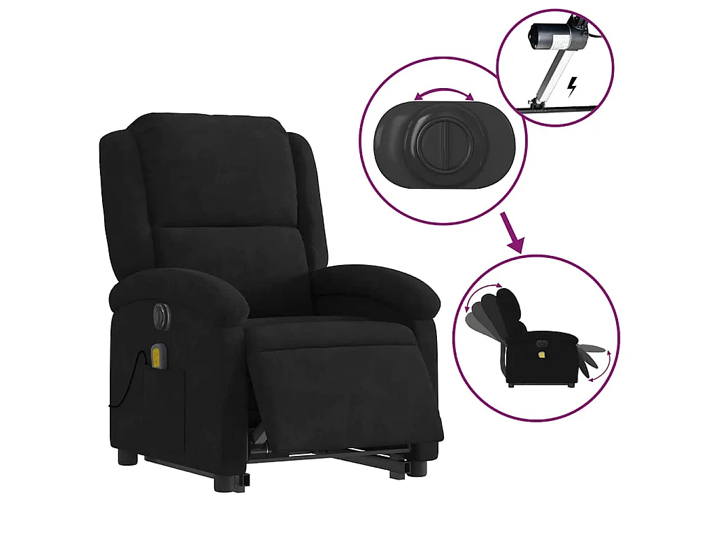 Fauteuil inclinable de massage électrique noir velours