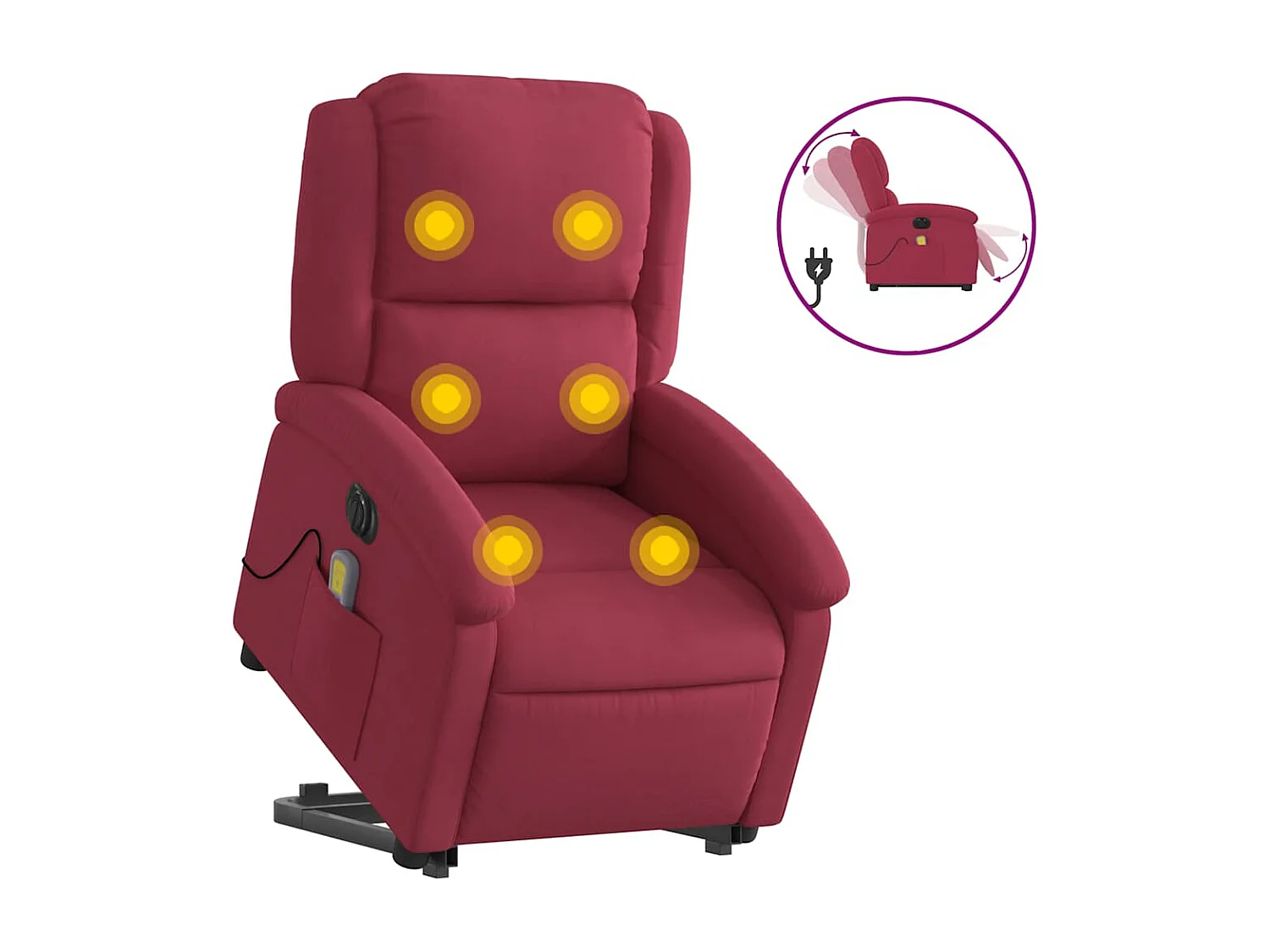 Massagesessel mit Aufstehhilfe Elektrisch Weinrot Samt
