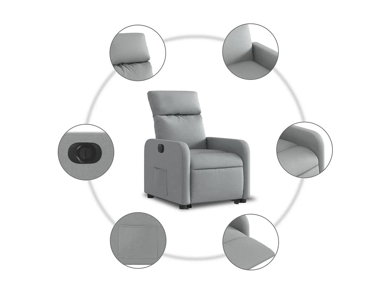 Fauteuil inclinable électrique gris clair tissu