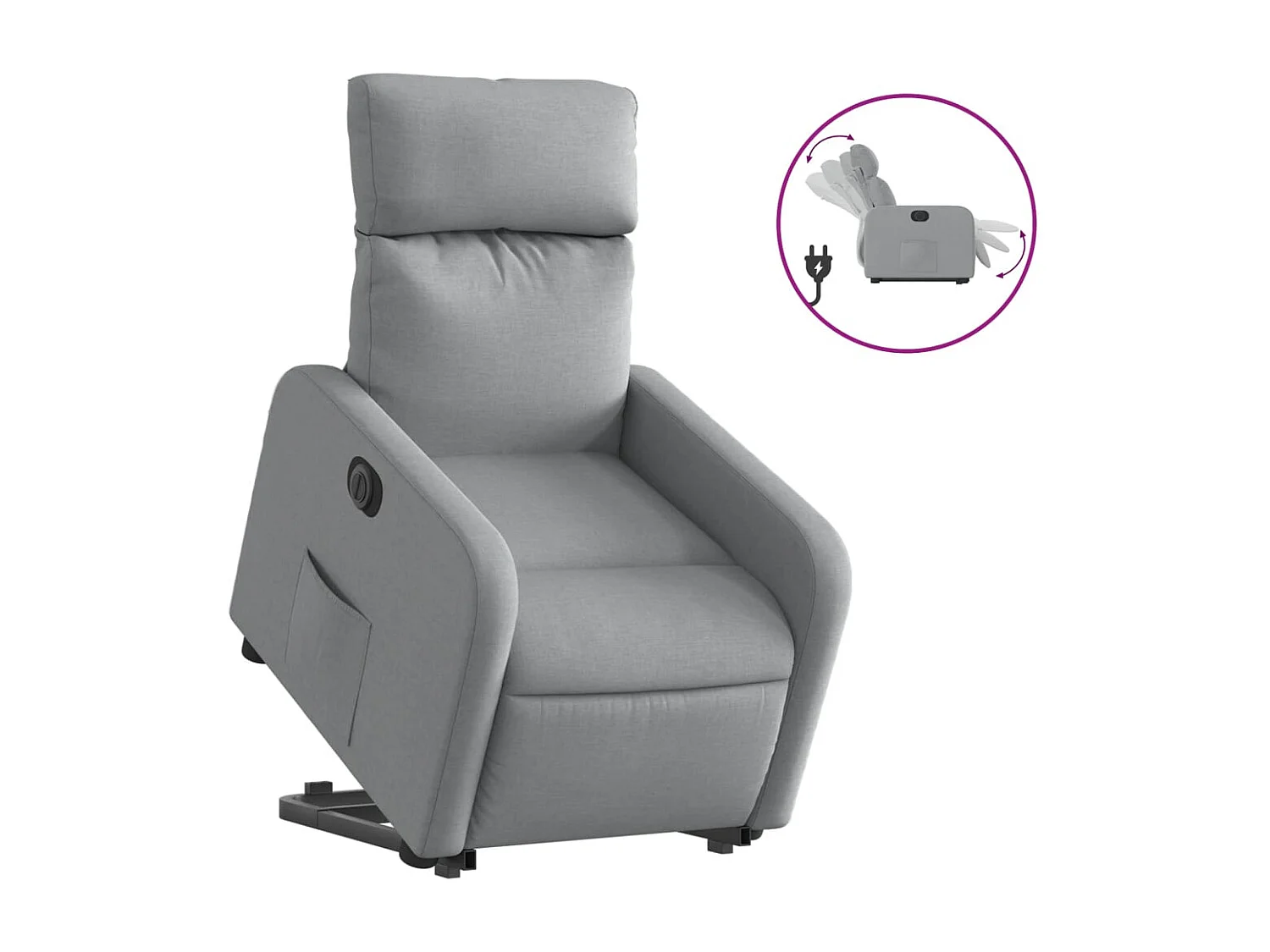 Poltrona Reclinante Alzapersona Elettrica Grigio Chiaro Tessuto