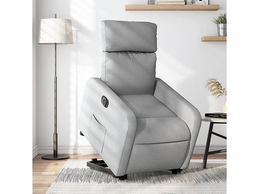 Poltrona Reclinante Alzapersona Elettrica Grigio Chiaro Tessuto