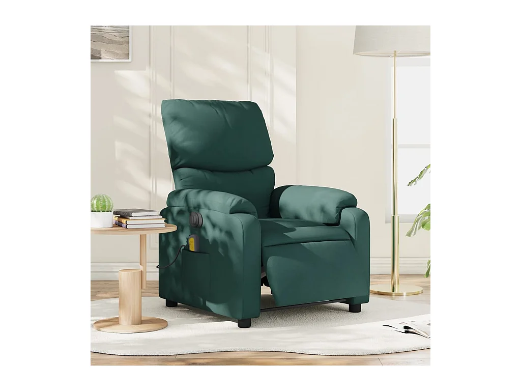 Fauteuil de massage inclinable électrique Vert foncé Tissu