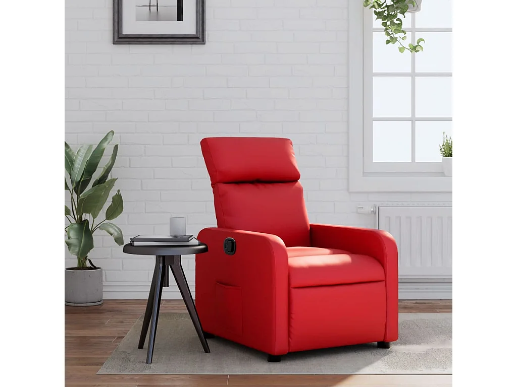 Poltrona Reclinabile Rossa in Similpelle